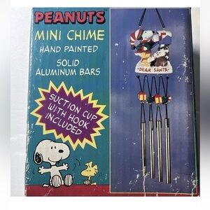 Vintage Peanuts Snoopy & Woodstock Christmas Mini Wind Chime Hand Painted 1996